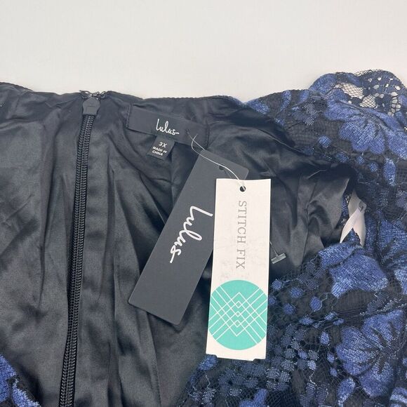 New Lulus Molinetto Floral Lace Ruffled Maxi Dress 3X Navy - Picture 14 of 16